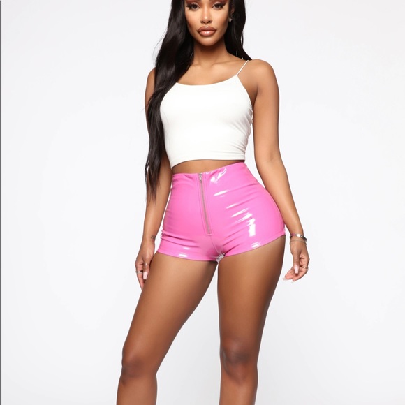 latex pink shorts